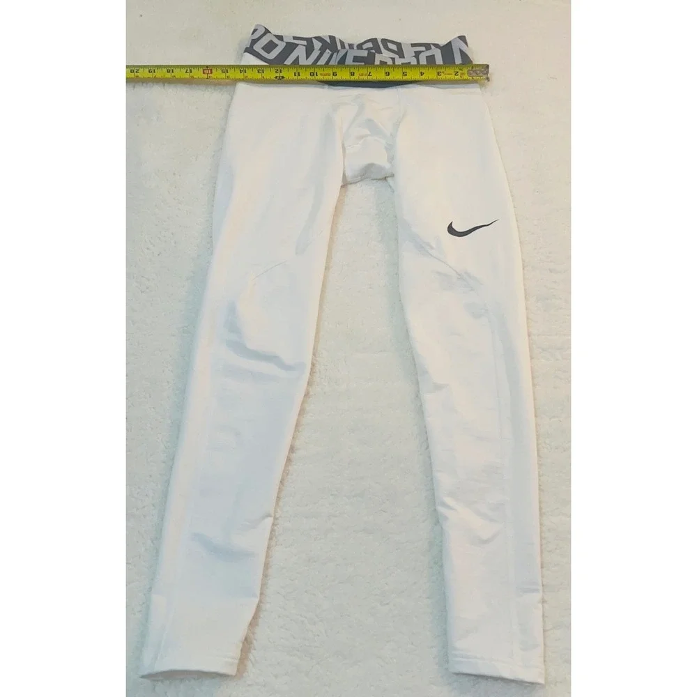 Nike Pro Mens Dri-FIT Compression Tights White Athletic Leggings Medium